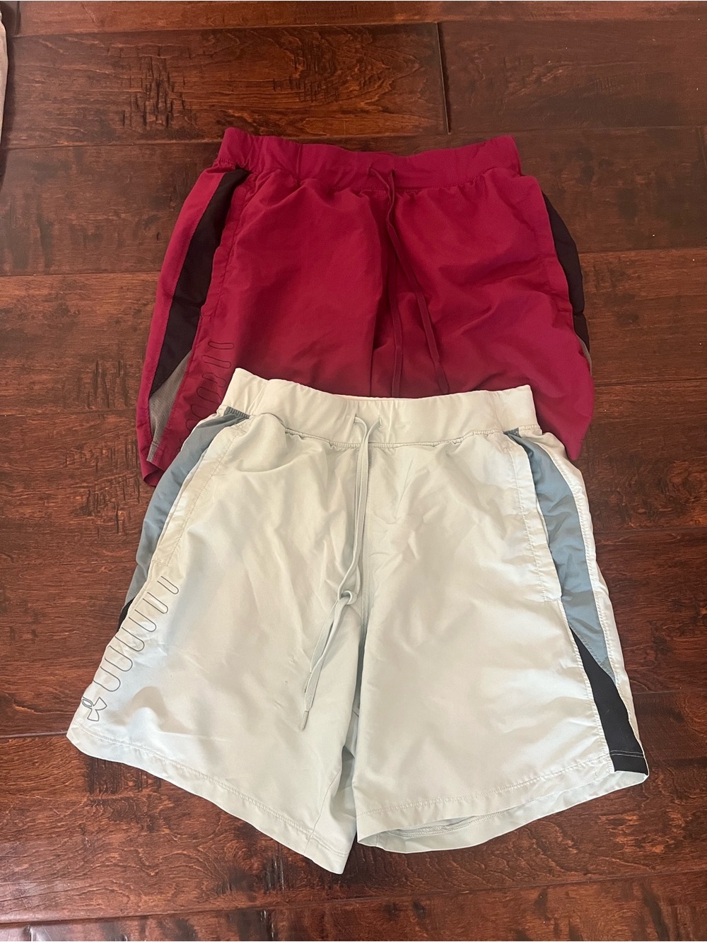 Under Armour Me' Athletic Shorts - Light Gray and Maroon